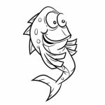 Line Drawing Of Fighting Fish Cartoon -simple Line  Stock Photo