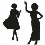 Silhouettes Of Retro Women Stock Photo