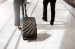 Businessman And Luggage Business Trip Stock Photo