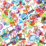 Social Network Background With Media Icons Stock Photo