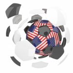 United Satated Of America Soccer Ball Isolated White Background Stock Photo