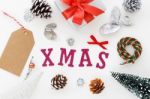 Christmas Background Flat Lay Stock Photo