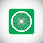 Bicycle Wheel Icon. Green Square Frame.  Illustration Stock Photo