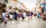 Blurred People Walking On The Street Stock Photo