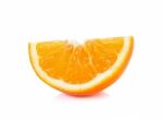 Slice Of Orange Fruit Isolated On The White Background Stock Photo