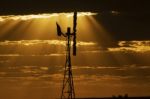 Australian Windmill In The Countryside Stock Photo