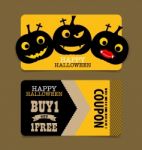 Happy Halloween. Sale Coupon, Voucher And Tag Stock Photo