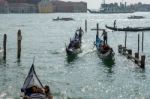 Gondolas Entering The Grand Canal Venice Stock Photo