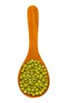 Mung Beans Over Wooden Spoon Stock Photo