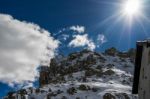 View Of The Dolomites From The Pordoi Pass Stock Photo