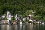 View Of Hallstatt From Hallstatt Lake Stock Photo