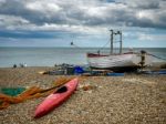 Traditional Fishing Boat On The Beach At Aldeburgh Stock Photo