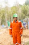 Thai Construction Site Worker Stock Photo