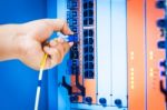 Fix Network Switch In Data Center Room Stock Photo