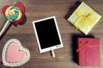 Valentines Background With Candy And Gift With Vintage Colour Stock Photo