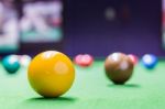 Snooker Ball On Snooker Table Stock Photo