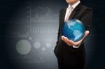 Investor With Globe Stock Photo