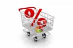 Shopping Cart With Percent Sign Stock Photo