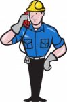 Telephone Repairman Lineman Worker Phone Stock Photo