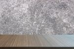 Top Of Wood Table On Old Concrete Wall Background Stock Photo