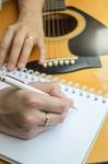 Music Composer Hand Writing Songs Stock Photo