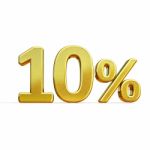 3d Gold 10 Ten Percent Discount Sign Stock Photo