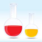 Colored Chemical In Flask Stock Photo