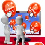 I Love You Balloons Represent Internet Greetings For Lovers Stock Photo