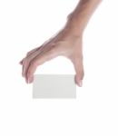 Blank Business Card In A Female Hand. Concept Stock Photo