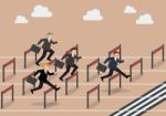 Businessman Race Hurdle Competition Stock Photo