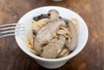 Italian Spaghetti Pasta And Mushrooms Stock Photo