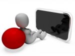 Online Smartphone Represents World Wide Web And Man 3d Rendering Stock Photo