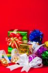 Celebration Theme With Christmas & New Year Gifts Stock Photo