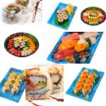 Japanese Sushi Collage Stock Photo