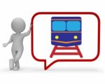 Train Speech Bubble Represents Dialogue Railroad 3d Rendering Stock Photo