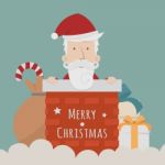 Santa Claus Standing Gift Boxes Falling Down Around Him Stock Photo