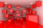 Interior With Red Cubes Stock Photo