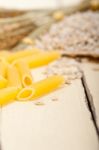 Italian Pasta Penne With Wheat Stock Photo