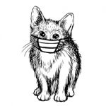 Illustration Of Cat With Mask Hand Drawn Stock Photo