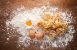 Fettuccine Pasta Italian Food Still Life Rustic Stock Photo