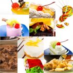 Dessert Cake And Sweets Collection Collage Stock Photo