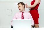 Secretary Slapping her boss Stock Photo