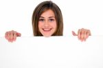 Teenage Girl Showing Blank Board Stock Photo