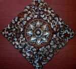 The Old Carving Wood Ornament Of Flower Pattern Thai Style Stock Photo