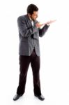 Standing Man Indicating Stock Photo