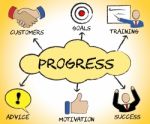 Progress Symbols Shows Betterment Headway And Advancement Stock Photo