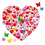 Hearts Butterflies Shows Valentine Day And Animals Stock Photo