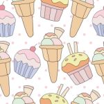 Seamless Pattern Of Ice Cream Cones And Cupcakes Stock Photo