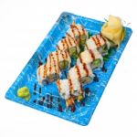 Take Away Sushi Express On Plastic Tray Stock Photo