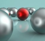 Standing Out Metallic Balls Showing Leadership Stock Photo